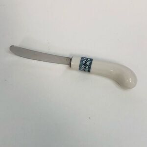 vtg 80s butter cheese knife ceramic handle nordic blue snowflake replacement